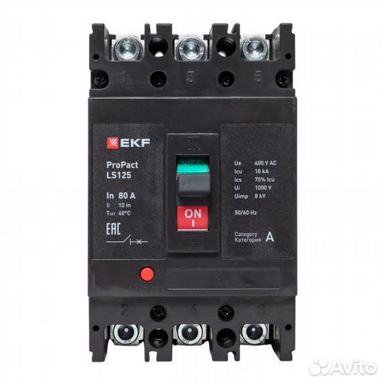 Выключатель автоматический 3п 80А 18кА LS125 ProPact EKF mccb-125-18-3-80-ls