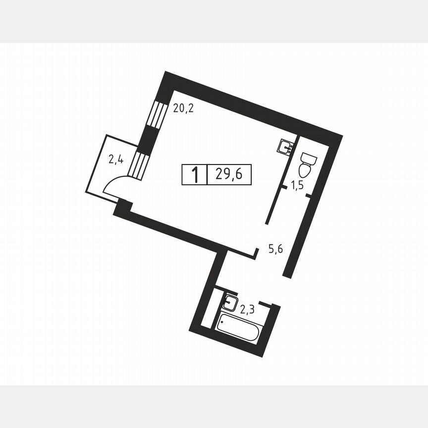 Квартира-студия, 29,6 м², 1/3 эт.