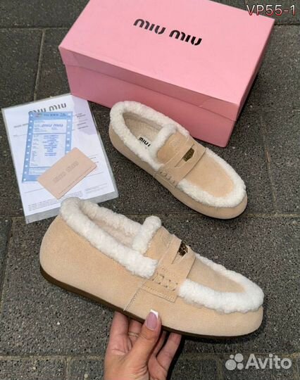 Лоферы макасины зимние Miu Miu