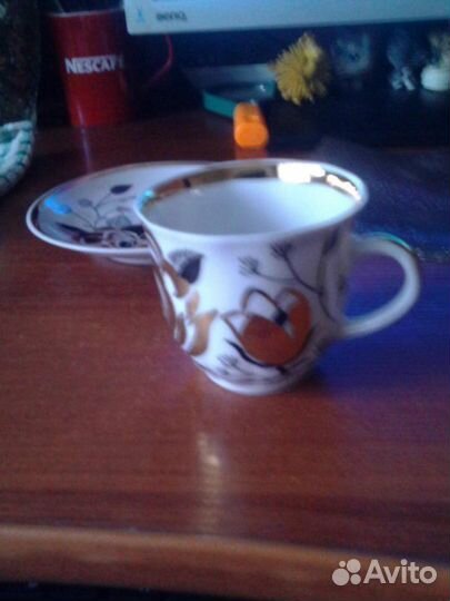 Кофейные блюдца т чашечка из сервиза Золотая Роза