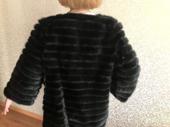Шуба норка на основе замши