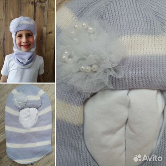 Шапка шлем для девочки зима