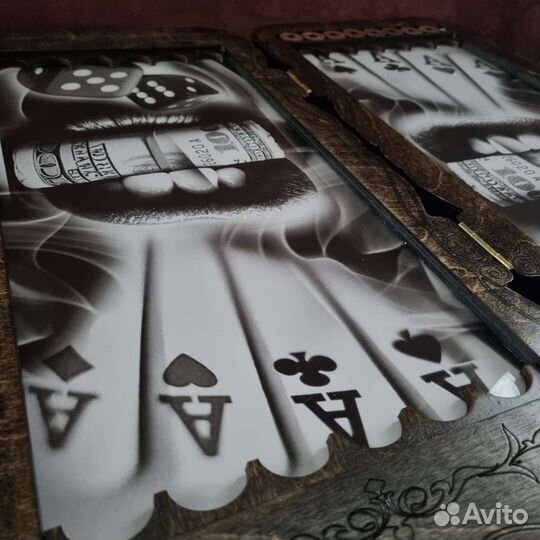 Нарды ручной работы со стеклом