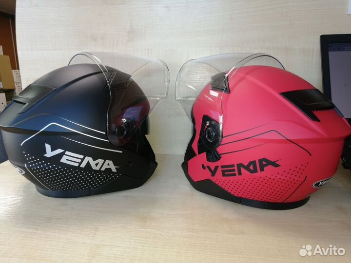 Мото шлем открытый с двойным визором