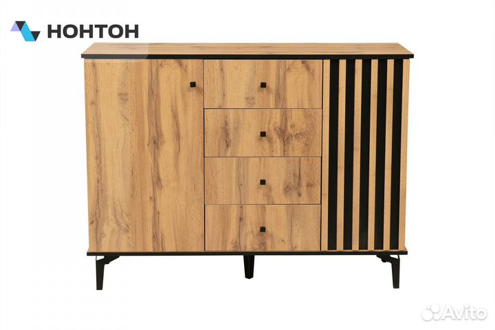 Комод на металлических опорах Либерти 51.04 дуб вотан / черный