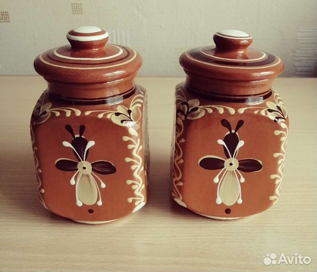 Банки для хранения керамика СССР новые 2 шт