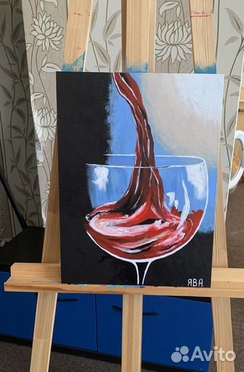 Картина. Бокал вина. (Акрил)