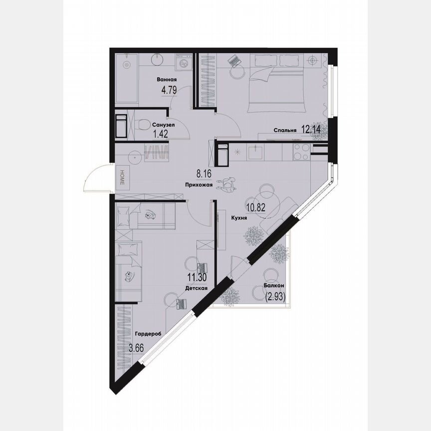 2-к. квартира, 53,2 м², 6/12 эт.