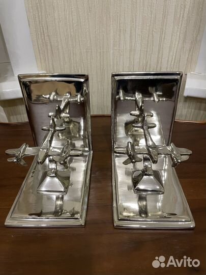 Держатели книг металлические Хром самолеты