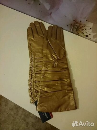 Перчатки Золото р. 6,5, 7, 8, 8,5 нат/кожа