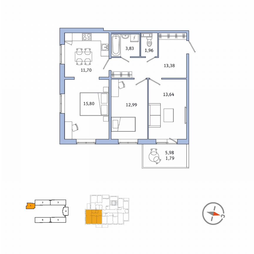 2-к. квартира, 75,3 м², 2/5 эт.