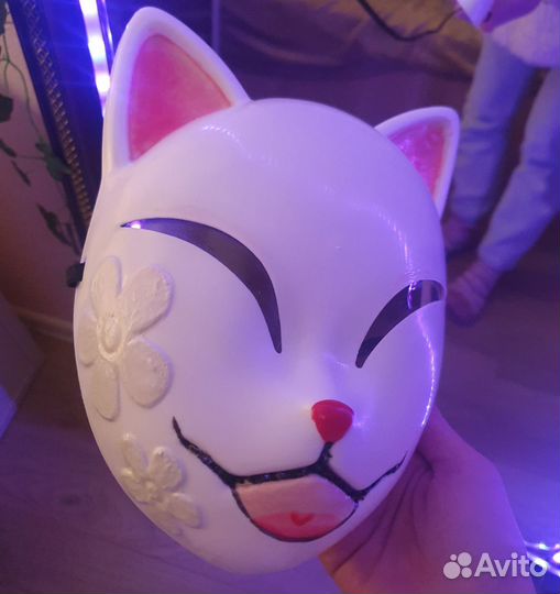 Маска косплей аниме кицунэ пластиковая