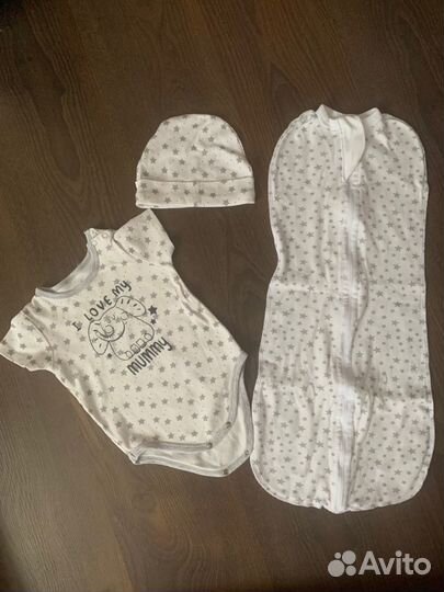 Пеленка-кокон, боди, шапочка