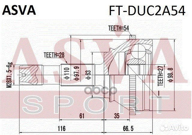 ШРУС fiat ducato FT-DUC2A54 asva