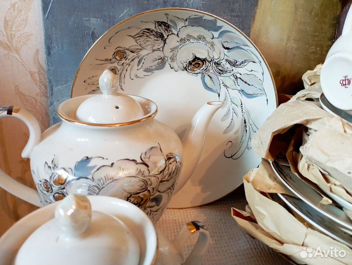 Чайный сервиз Жемчужный лфз СССР