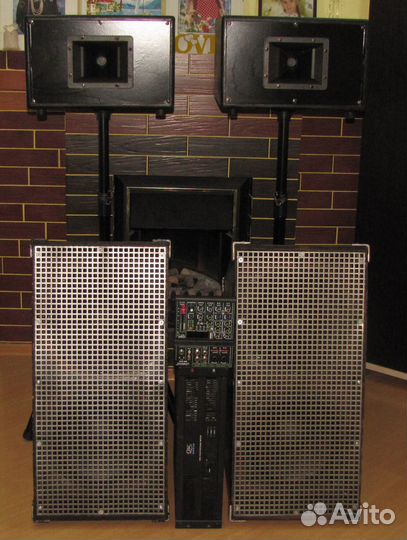 Колонки FA 2100W Рупоры Сабы Усилок Микшер Штативы