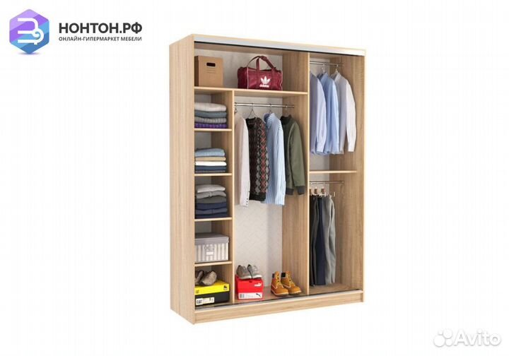 Шкаф-купе Бассо 1-600 птицы дуб сонома