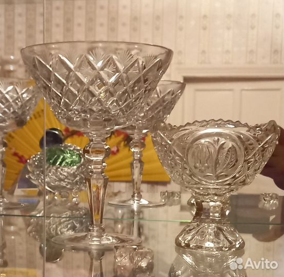 Набор из хрусталя, хрусталь, салатница бокалы СССР