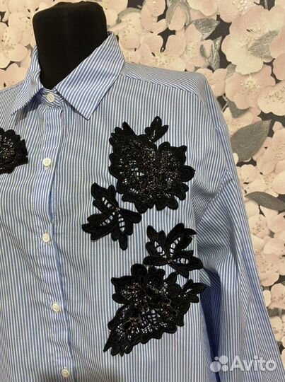 Рубашка Zara отличное сост. размер S M 42 44 46