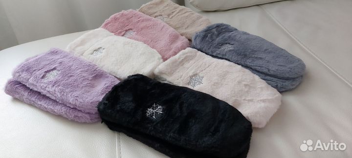 Варежки из экомеха со снежинкой