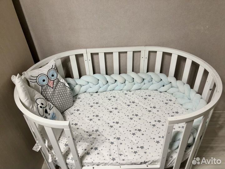 Набор в круглую детскую кроватку, балдахин