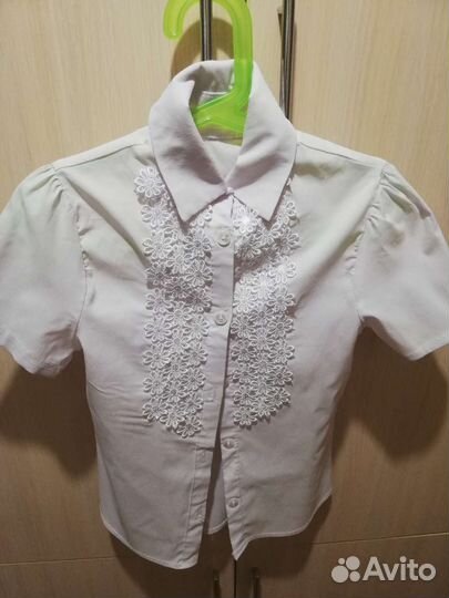 Блузка белая для девочки с коротким рукавом