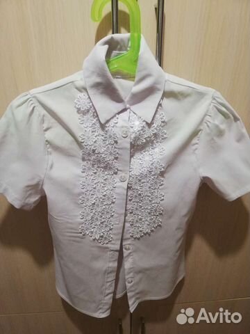 Блузка белая для девочки с коротким рукавом