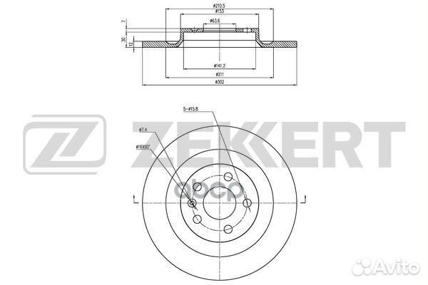 Диск торм. зад. Volvo XC40 17- bs-6503 Zekkert