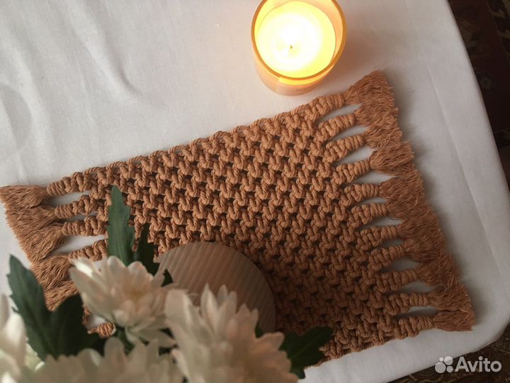 Салфетка под горячее в технике макраме