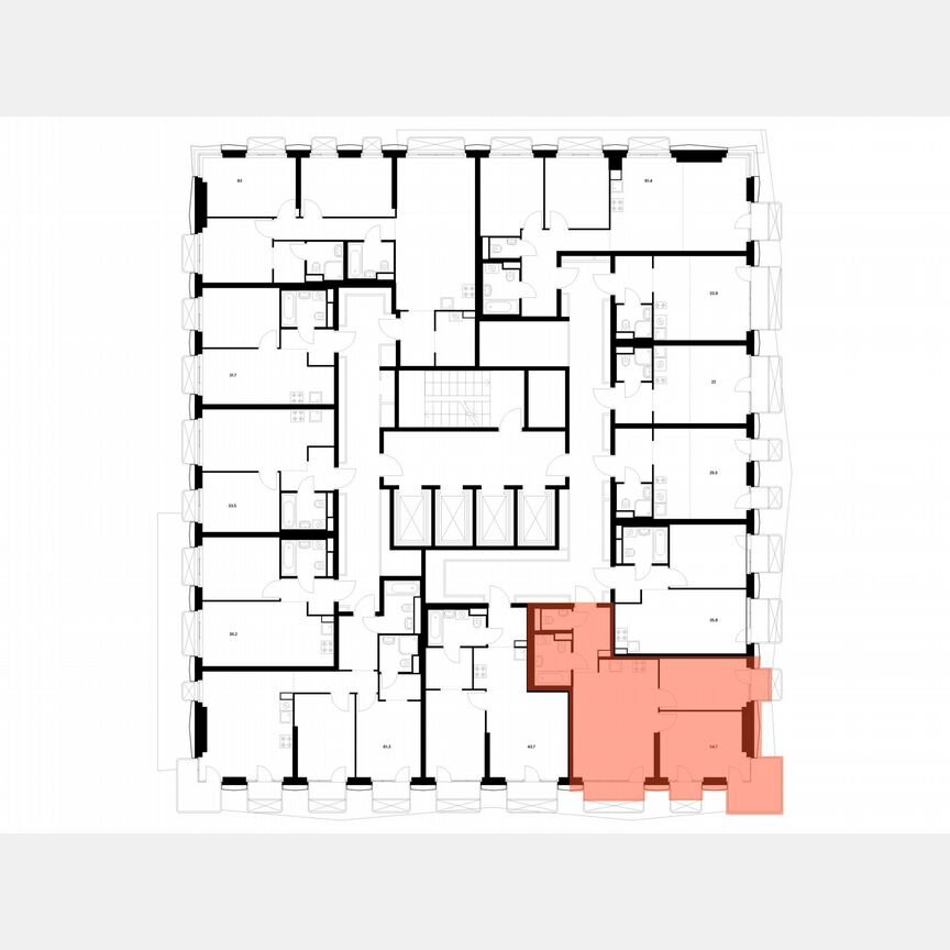 2-к. квартира, 54,7 м², 2/26 эт.