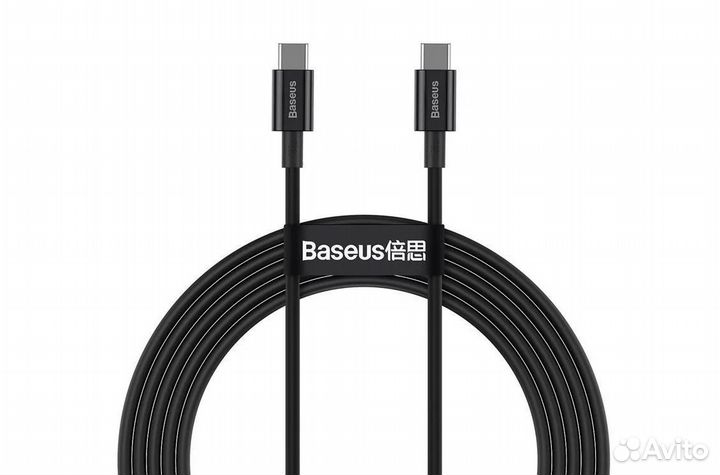 Кабель Type-C Baseus USB-C 2 м черный 100W