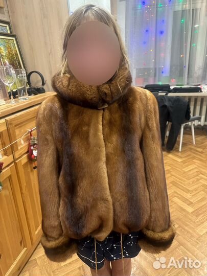 Полушубок норка с капюшоном 42-44