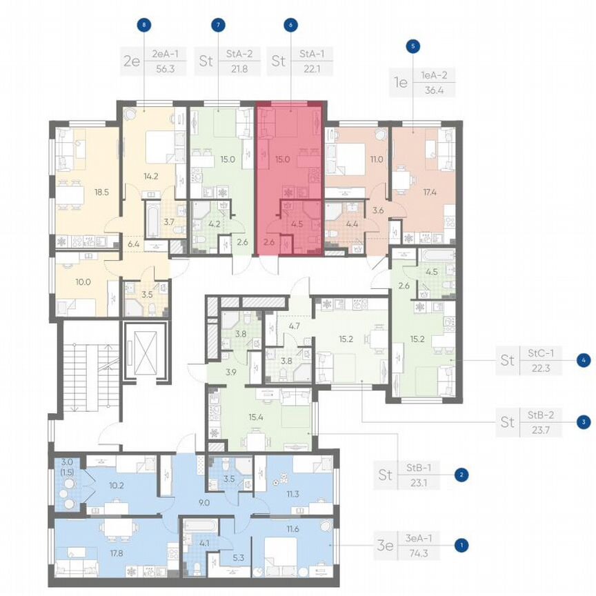 Квартира-студия, 22,1 м², 2/4 эт.