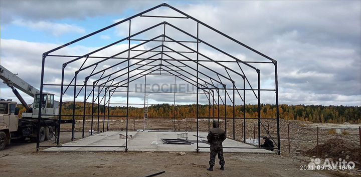 Ангар быстровозводимый/Ангар из профнастила/Цех