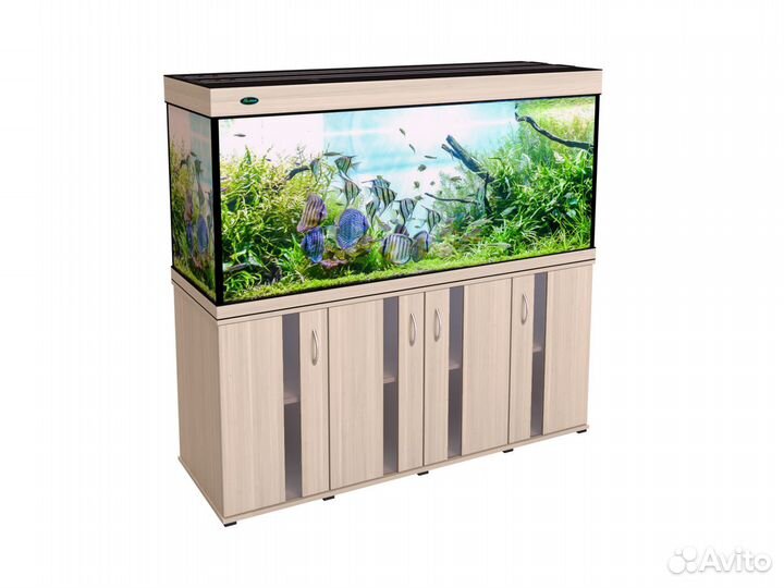 Аквариум 500 литров с LED-освещением беленый дуб