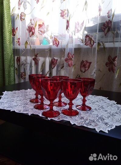 Фужеры для вина красный хрусталь цветной хрусталь