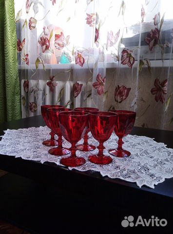 Фужеры для вина красный хрусталь цветной хрусталь