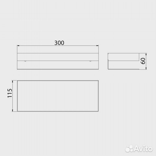 Полка душ 300мм черный с крючками Lemark 9772050