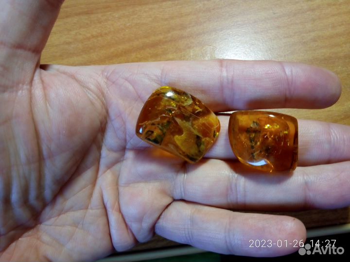 Два самородка янтаря с инклюзами