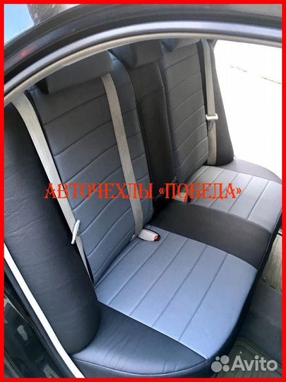 Чехлы Kia Cerato 1 из экокожи чёрно-серые Классика