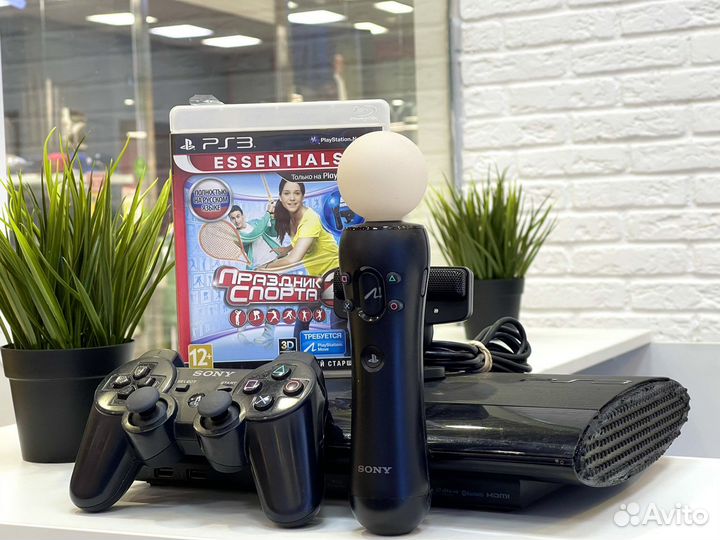 Sony PS3 ss500gb много игр + PS Move и камера