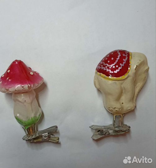 Слон и мухомор на прищепке стекло СССР