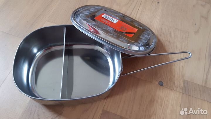 Ланч-бокс стальной металлический с перегородкой