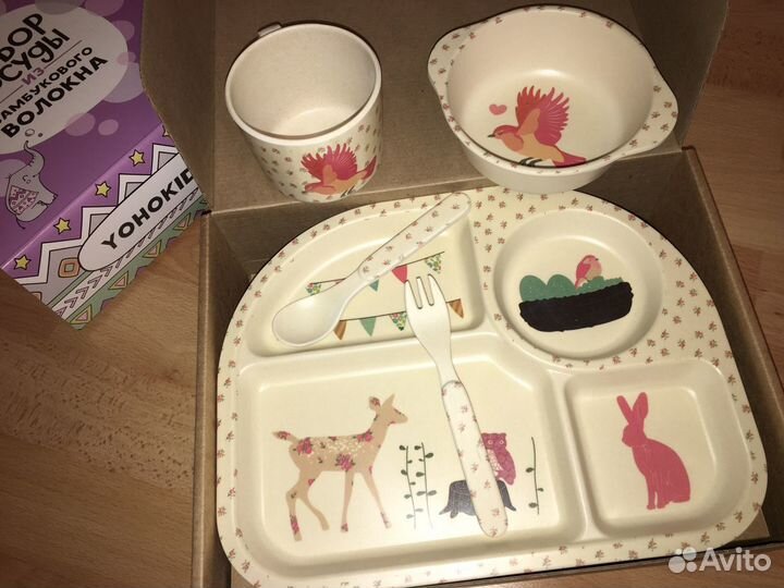 Набор детской посуды из бамбука