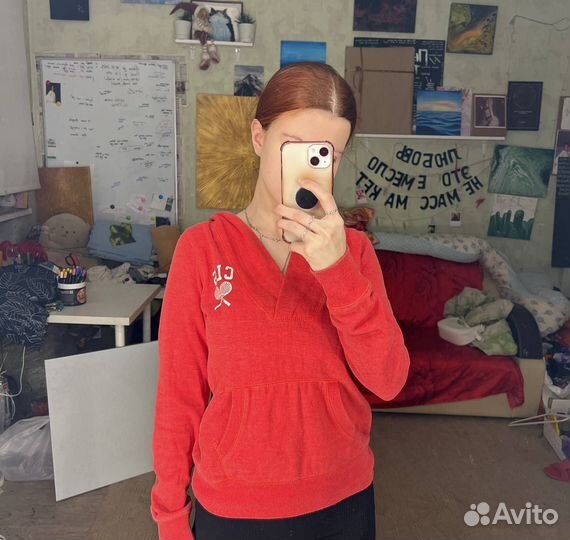 Толстовка с капюшоном женская красная S Colins