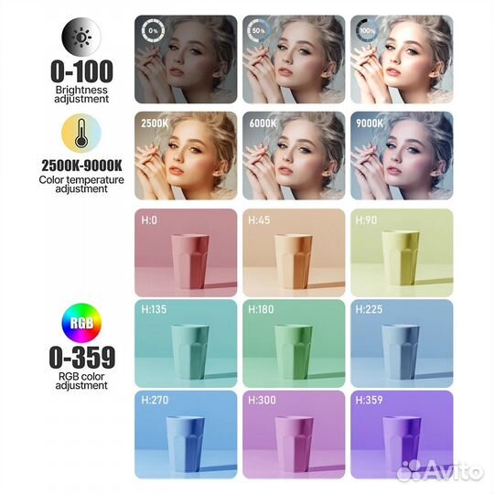 Видео свет Andoer LED RGB, 10w, 4000mah