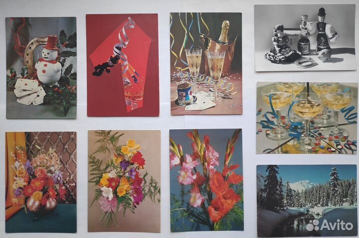 Открытки (Новый год, цветы) Венгрия начало 80-х
