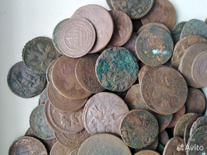 Кучка царских медных монет. 130шт