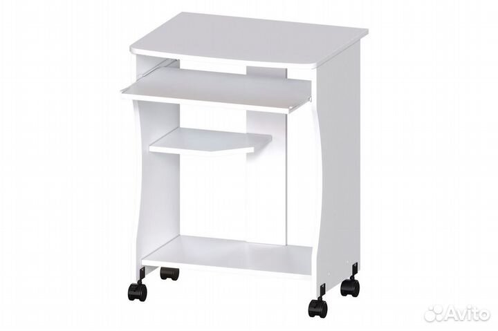 Компьютерный стол / Стол на колесах белый