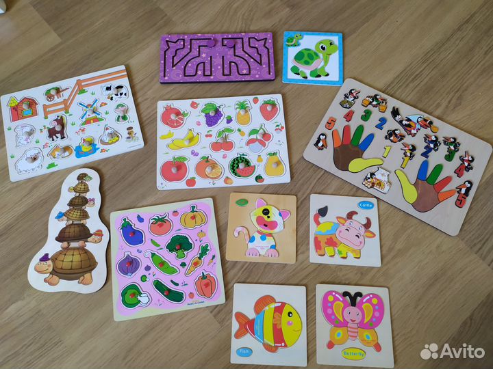 Набор деревянных вкладышей, пазлов